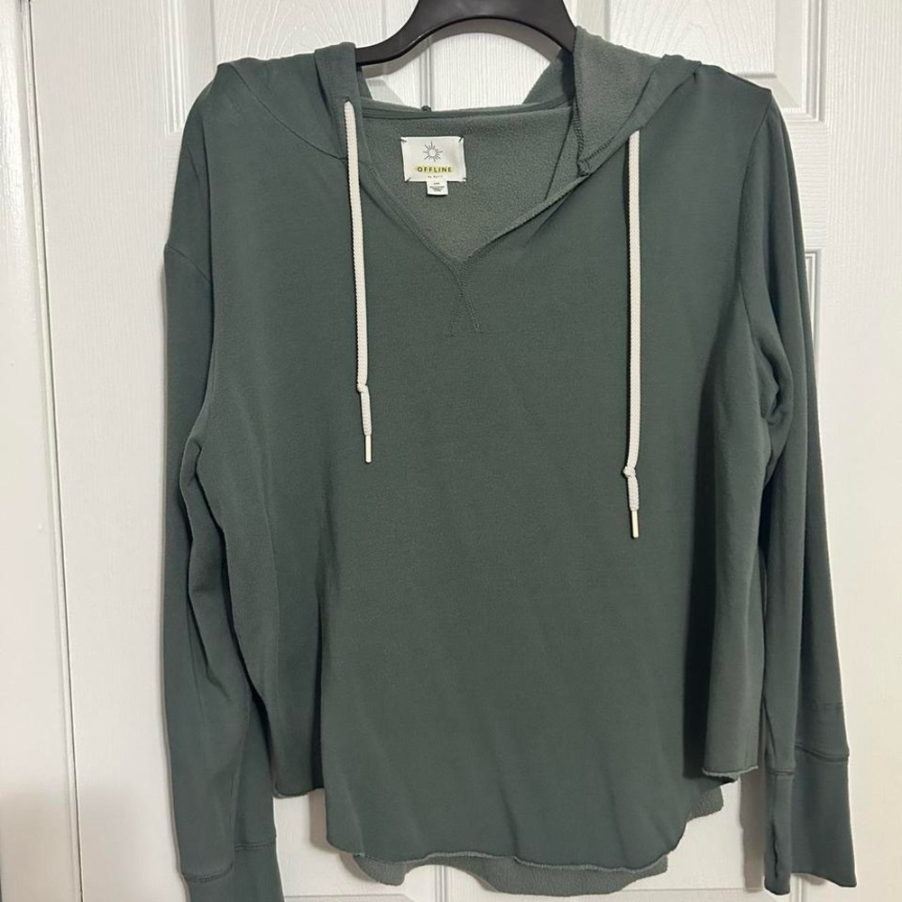 Aerie Sage Green Fleece Hoodie